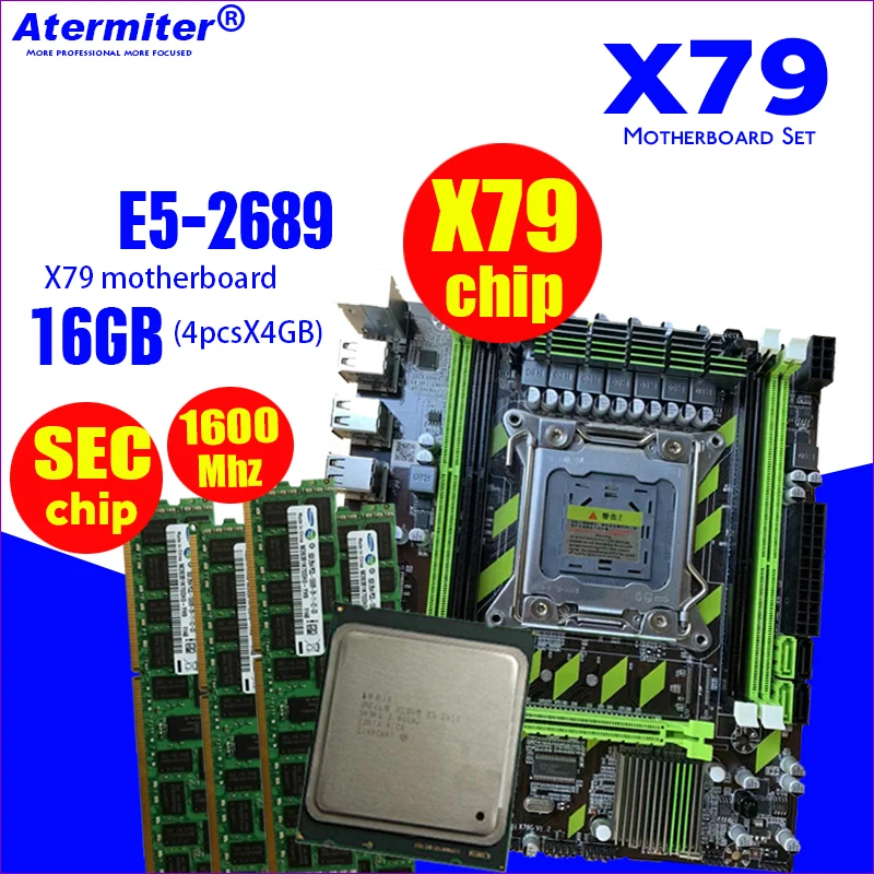 Atermiter X79 X79G материнская плата LGA2011 mini ATX combos E5 2689 cpu 4 шт. x 4 ГБ = 16 ГБ DDR3 ram 1600 МГц PC3 12800R