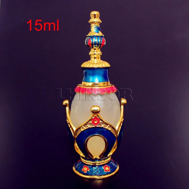 15ml Arabic Style Antiqued Alloy Metal Perfume Bottle Royal Essential Oils Bottles with Dropper Middle East 2