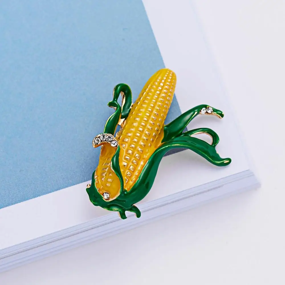 

Rinhoo Plant Corn Brooch Pins for Women Men Enamel Green Leaf Suit Collar Hat Badge Clothes Pin Accessories Jewelry