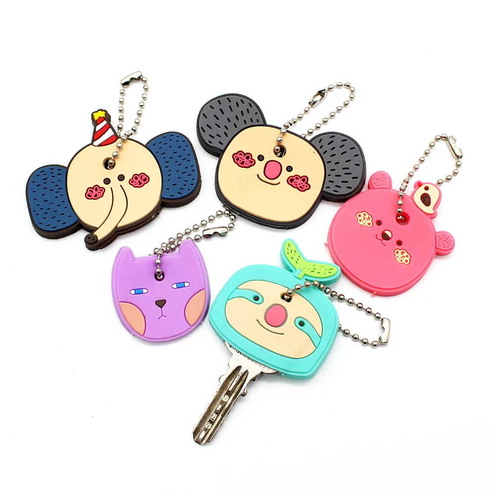 New Cute Key Cover Silicone Protective Case for Control Dust Small chain Organizer Cartoon Sloth Holder | Багаж и сумки
