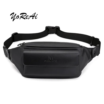 

YoReAi 2020 Waist Bag Fanny Pack for Men Chest Bags PU Leather Belt Pouch Sports Harajuku Purse Multifunctional Diagonal Pack