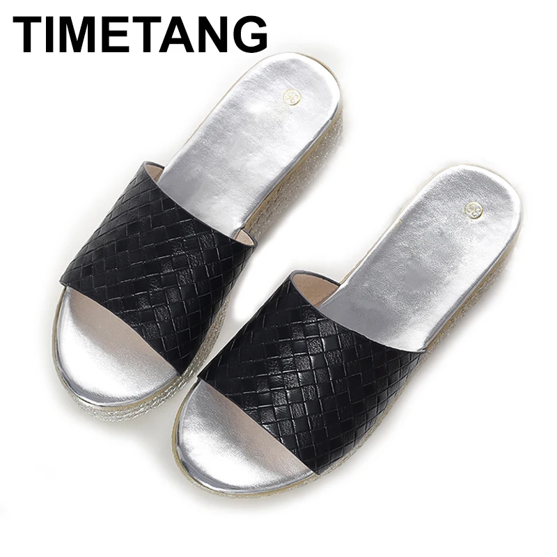 TIMETANG Модные женские туфли на танкетке Повседневная обувь Комнатные тапочки