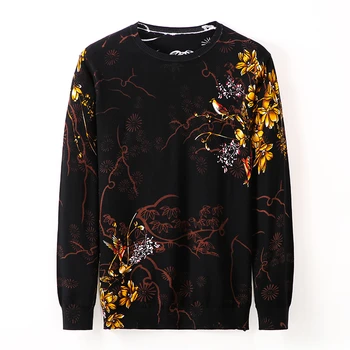 

Autumn Winter Sweater Bottom Wear Pullover Slim Fit 3XL-M Casual Flower Knitted Sweater Male Cotton Confortable