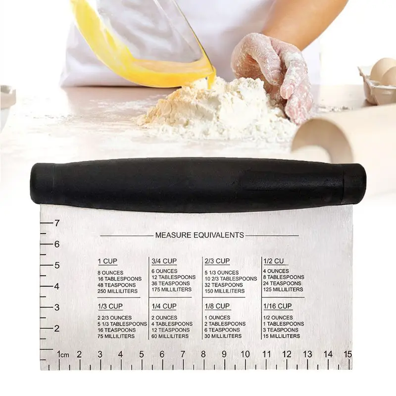 

Stainless Steel Pizza Dough Scraper Cutter Pastry Spatula Fondant Cake w/ Scale