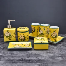 Скандинавские керамические принадлежности для ванной комнаты, набор из пяти предметов, американский бытовой стакан для чистки мыльницы, бутылка для мыла для рук, комбинированный свадебный подарок