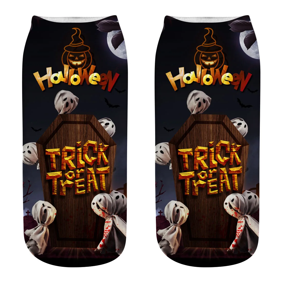 3D Halloween Pumpkin Witch Zombie Ghost Tomb Print Medium Sports Socks High Quality Unisex Casual Print Socks - Цвет: WSJ35