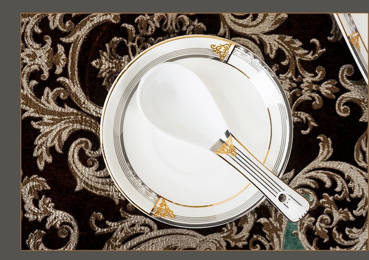 European Style Ceramic Dinner Set Gold Inlay Porcelain Dessert Plate Steak Salad Snack Cake Plates Tableware Heritage