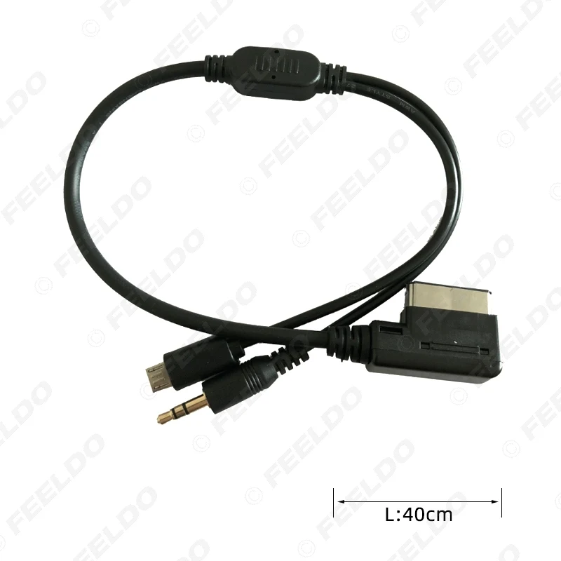 FEELDO аудио автомобиля Музыка AMI/MDI/MMI интерфейс до 3,5 мм Мужской Micro USB AUX кабель для Audi Volkswagen провода адаптер# AM1491