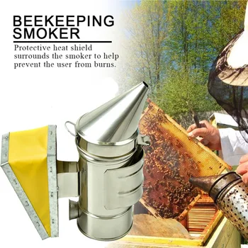 

Beekeeping Tool Stainless Steel Manual Bee Hive Smoker with Heat Shield Transmitter Kit Bee Smoker Beekeeping Equipment