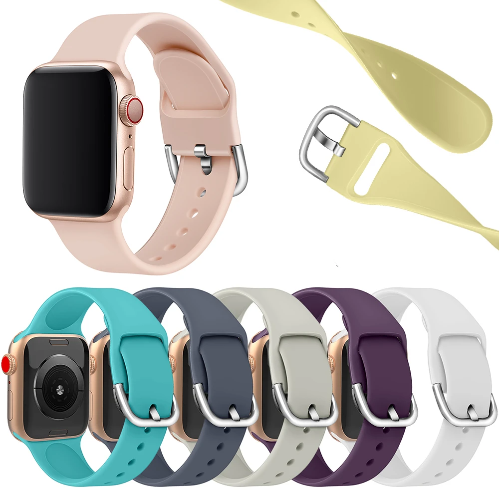 Силиконовый ремешок для наручных часов Apple Watch, ремешок 42 мм, 38 мм, версия 44 мм 40 мм для смотрю из разноцветных резиновых полосок для ремешок для часов аpple Series4/3/2/1