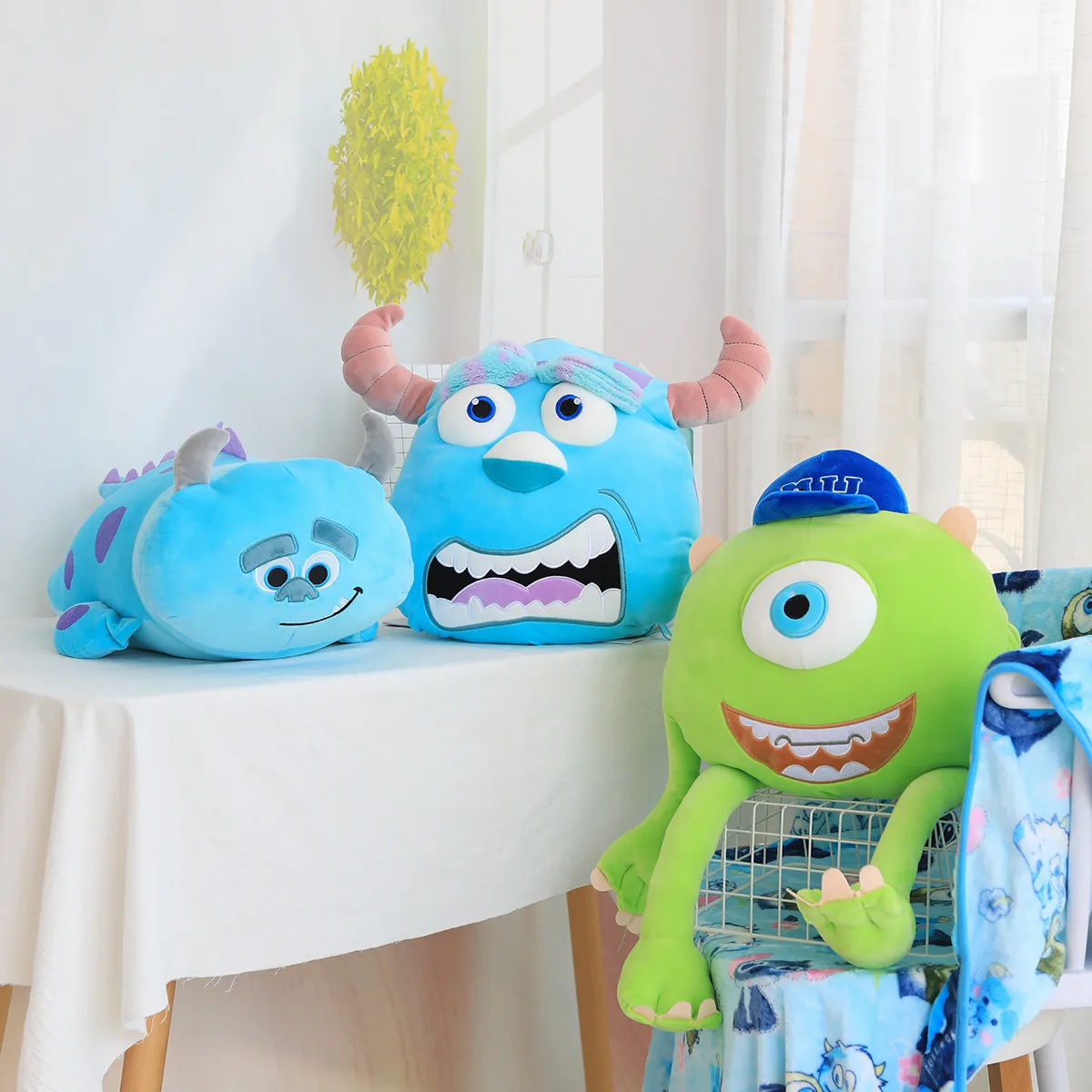 3 шт./компл. 40/45/60 см забавные Monsters Inc Плюшевый Монстр Майк Вазовски+ Джеймс П. Теплые сапоги ручной работы одеяло плюшевый Салливан игрушки для детей, подарок