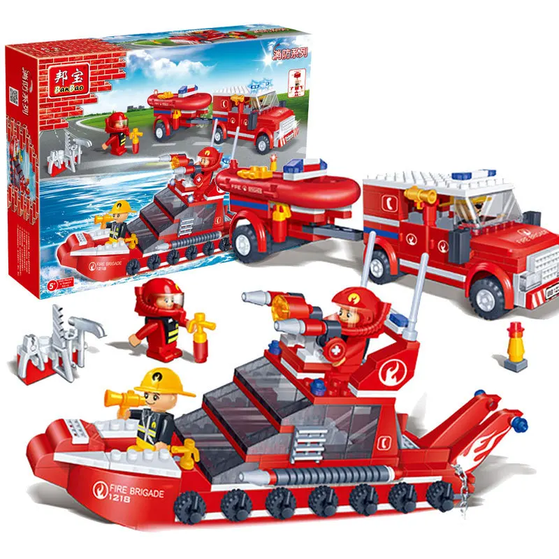 

[Small Particles] BanBao Educational Inserted Building Blocks CHILDREN'S Toy Firefighting Walkthrough City Water Rescue Boat 831
