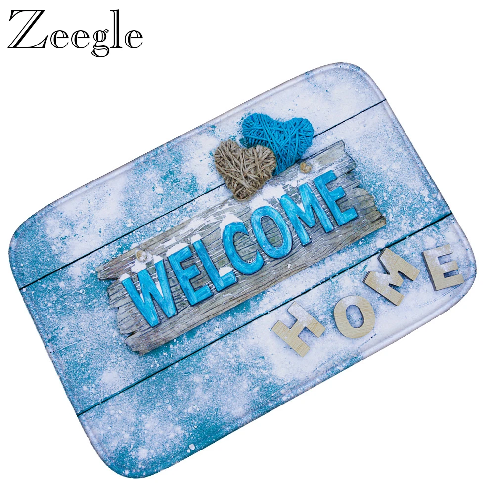Zeegle Floor Mat Doormat Christmas Carpet Welcome Home Indoor Mat Non-slip Batnroom Rug Kitchen Carpet Absorbent Foot Mat