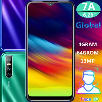 

7A smartphones quad core Water drop screen 6.26inch 19:9 IPS 4G RAM 64GROM 13mp Face ID unlocked android mobile phones celulares