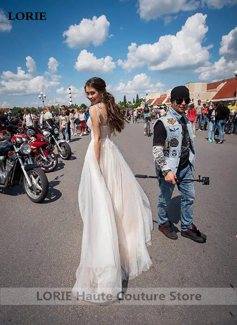 Лори принцесса свадебное платье Линия Vestidos de novia аппликация кружева сексуальные свадебные платья Спагетти ремни богемные свадебные платья