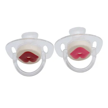 

New Baby Pacifier Red Lips Kisses Shape Silicone Funny Nipple Joke Prank Pacifier Baby Feeding Product
