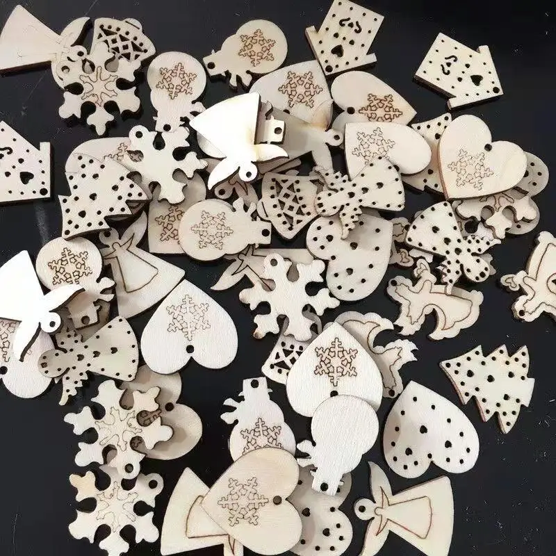 50 шт. Мини DIY украшения из натурального дерева в виде снежинок зимние рождественские украшения для дома товары для нового года - Цвет: 50pcs 05