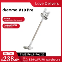 Ручной беспроводной пылесос Dreame V10 Pro, 22 кПа, Мощное всасывание, беспроводной циклонный фильтр, пылесборник для дома