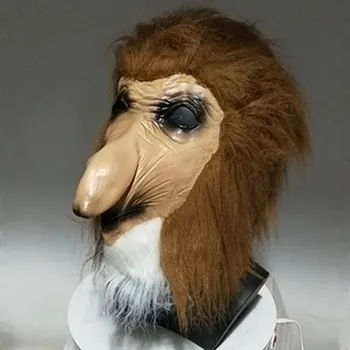 

Proboscis Monkey Mask Latex Monkey Apes Mask Breathable Halloween Fancy Dress Party Props Latex proboscis monkey Adult 2019 New