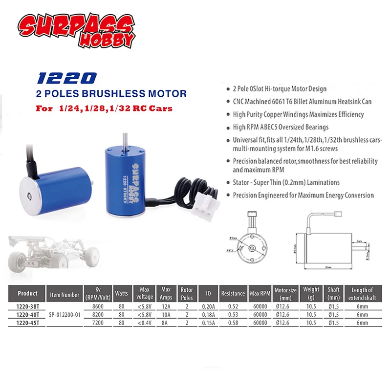 

1220 8600KV 8200KV 7200KV Brushless Motor for Kyosho Firelap MINI-Z Racer RWD AWD FWD Buggy Monster 1/24 1/28 1/32 RC Mini-Q q3