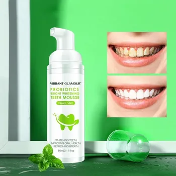 

60g Teeth Whitening Mousse Remove Plaque Stains Fresh Breath Toothpaste Brighten Teeth Oral Care Dental Tool