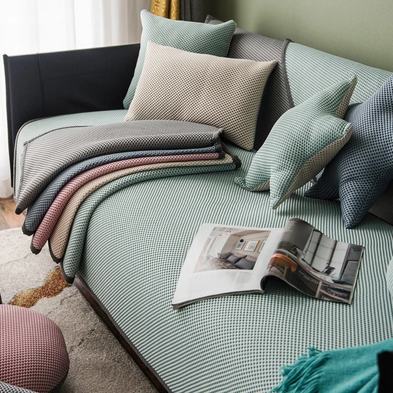 

Breathable Sofas Cover Sofa Cushion Summer Couch Covers For Living Room Ice Silk Anti-slip Cool Cushion Pillowcase And Pillow