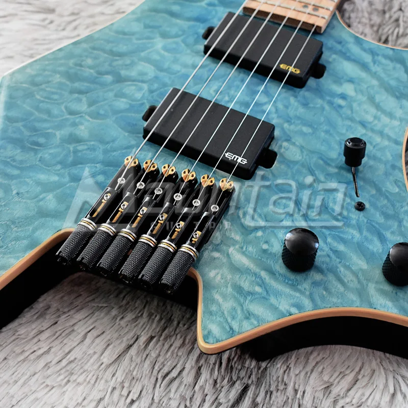 Горная безголовая гитара 6 струнная электрическая fanned fret alder body стеганая клена