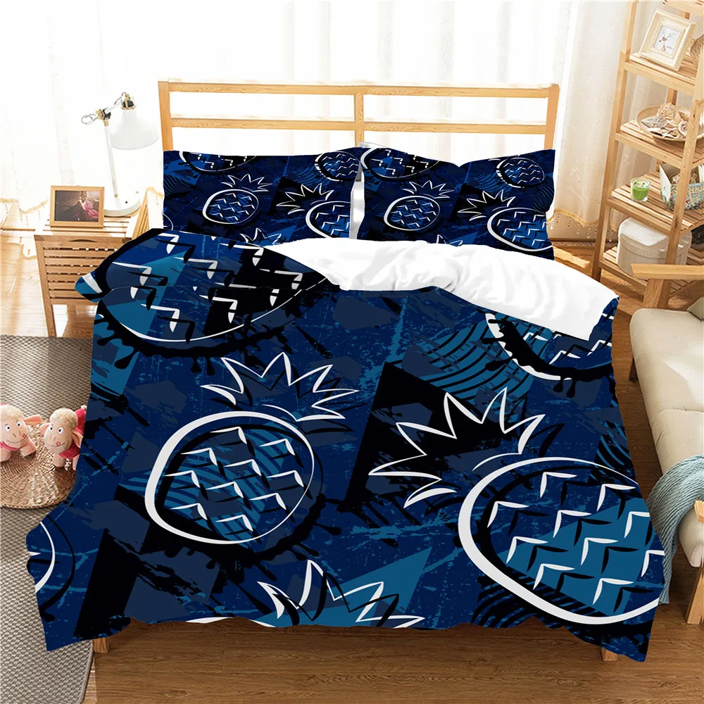 

3d Bed Cover Set BeddingClothes Abstract Printed Pineapple Pattern Duvet Coverlet Home Textiles with Pillowcase King Double Size