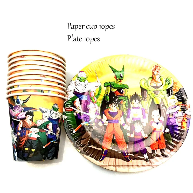 Dragon Ball тема Дети Мальчики вечерние украшения детский душ одноразовый Бумажный стаканчик тарелка вечерние принадлежности набор посуды