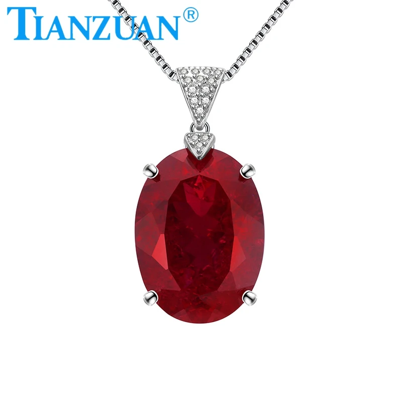 

Artificial ruby 14*19mm 18ct main stone with inclusions red color 925 silver Fashion oval shape Jewelry for Pendant Necklace