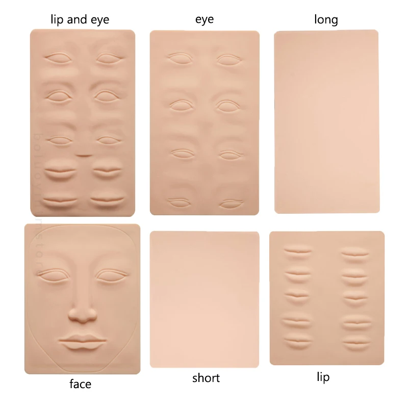 3D Silicone Permanent Makeup Tattoo Training Practice Fake Skin Blank Eye Lips Face For Microblading Tattoo Machine Beginner 1p