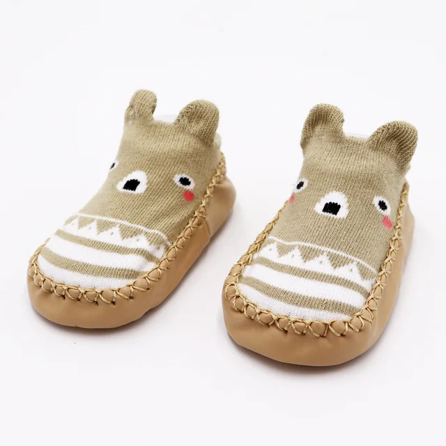 Детские Нескользящие носки для новорожденных удобные домашние детские кроссовки с мягкой подошвой для детей от 0 до 24 месяцев, с изображением животных, из высококачественного хлопка - Цвет: Brown bear