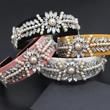 Цветной ободок в стиле барокко жемчужно-белый Подиум аксессуары для волос листья Геометрическая простая повязка для головы аксессуары 883