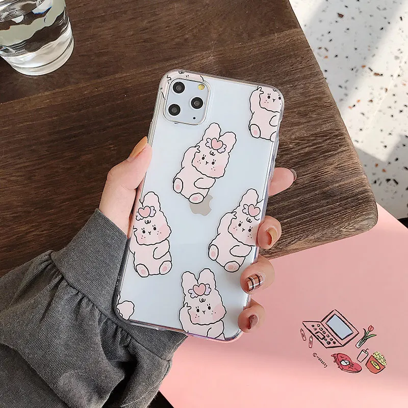 Cute rabbit frog Phone Cases For iPhone 11Pro Max 6 6s 7 8 Plus 11 X Xs Max Xr high-quality Clear soft Cover Fundas Capa - Цвет: 1