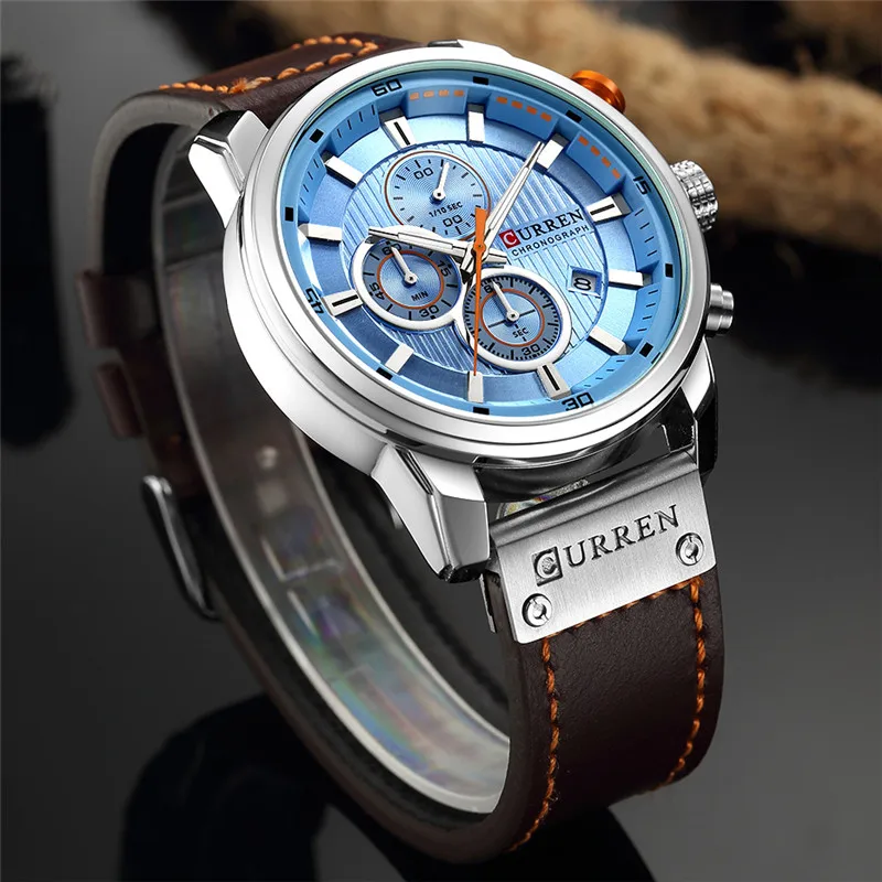 Часы мужские Топ бренд люкс CURREN Horloge человек Chronograaf Спорт милитари Mannelijke Klok Lederen человек Horloge Relogio Masculino