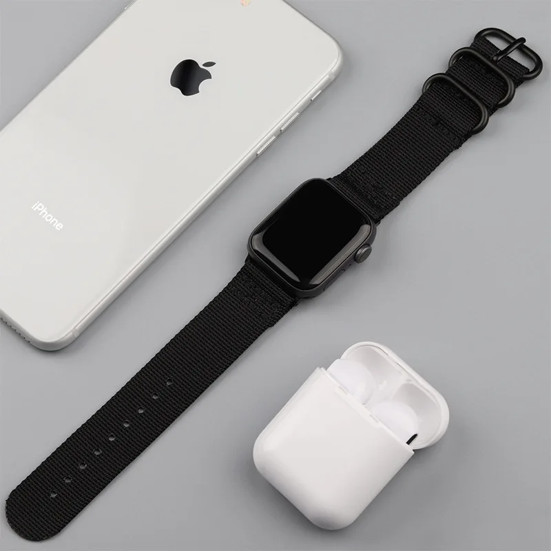 Нейлоновый ремешок для часов iwatch 3 band 42 мм 44 мм apple watch браслеты из ткани для apple watch series 4 2 1 iphone watch повязки
