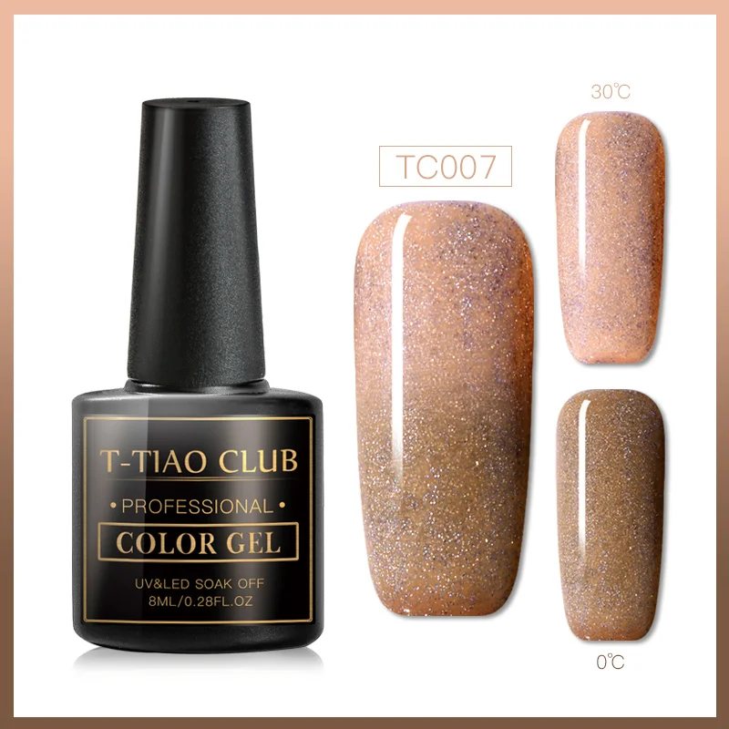 S07722 T-TIAO, клубный термальный мерцающий гель для ногтей, голографический блеск, меняющий температуру, УФ Гель-лак для ногтей, лак, отмачиваемый - Цвет: S07722