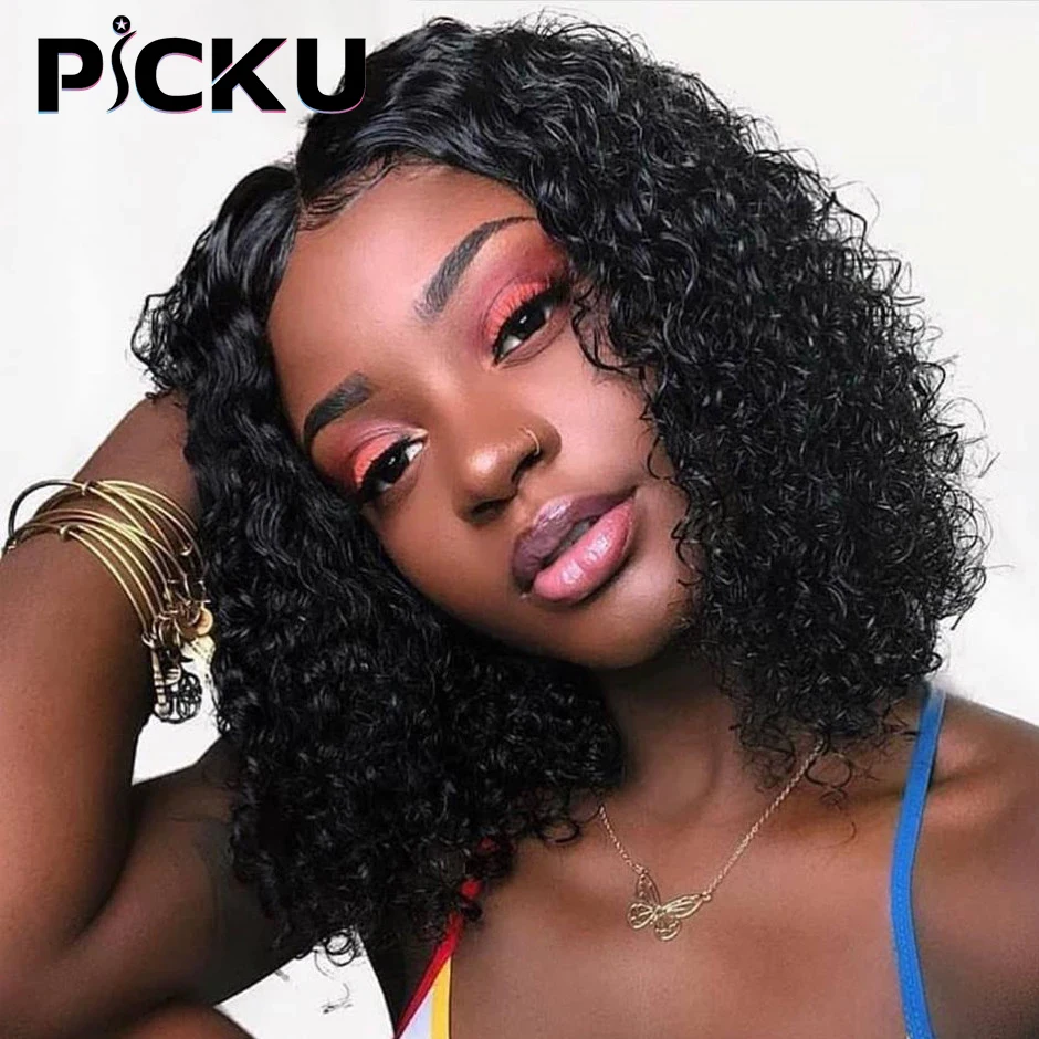 TRENDING! Short Curly Human Hair Wigs 4x4 13x4 Lace Front Wig for Black Women 8-16inches Deep Curly HD Transparent Lace Frontal Wig