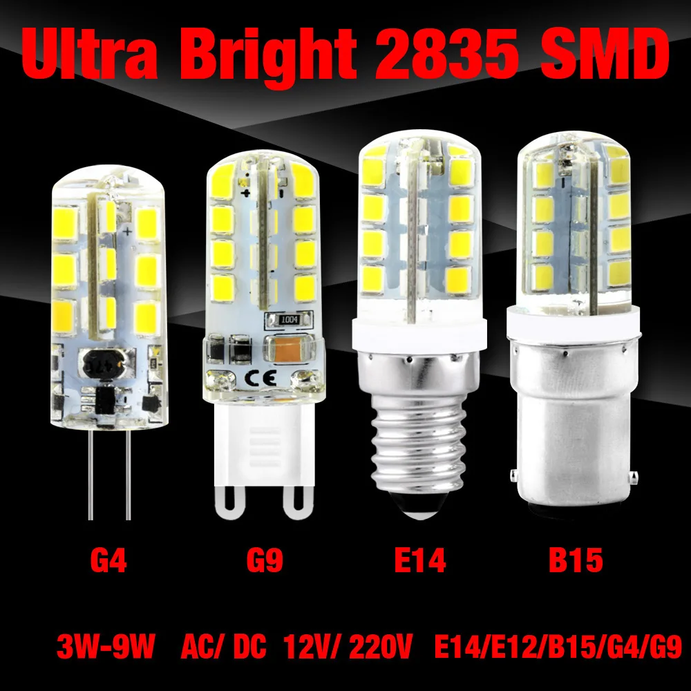 8 шт. G4 светодиодный светильник 3 Вт 5 6 9 G9 SMD 2835 AC/DC 12 В AC 220 белый/теплый белый
