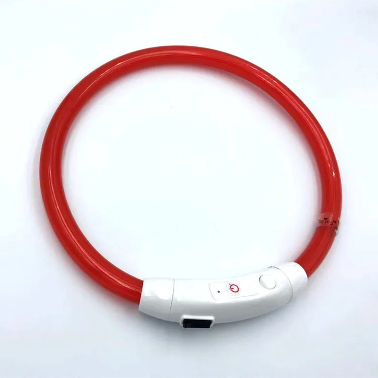 Red Регулируемый usb зарядный ошейник для собак перезаряжаемый светодиодный светящийся ночной ошейник для собак светящийся безопасный ошейник для домашних животных YXL - Цвет: Red