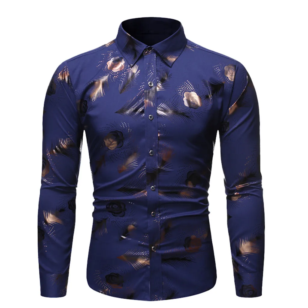 Camisa Masculina мужская новая стильная модная красная рубашка с длинными рукавами с принтом из полиэстера с длинными рукавами 19Aug20 P30