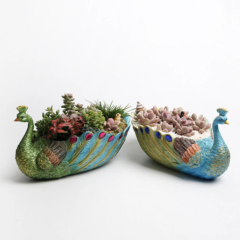 

Creative Resin Peacock Shape Flower Pot Home Corridor Balcony Decor Succulents Plants Bonsai Pots Accessories Vase Decoration