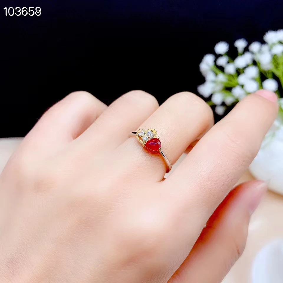 

heart style ruby gemstone ring for women silver fine jewelry certified natural gem good color party birthstone good luck gift