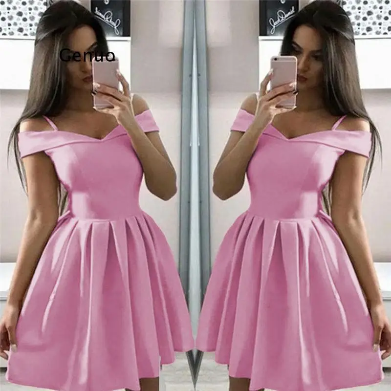 

Sexy Women Summer Party A-Line Dress Patchwork Design Zipper Decor Sling Off Shoulder Slash Neck Short Sleeve Slim Mini Dress