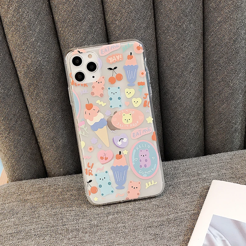 INS ice cream Cute bear soft phone Cases for Huawei P20 P30Lite Mate 20 30 Pro Nova 3 4 5Pro 5i Honor 8X 9X 10 20 V20 Y9