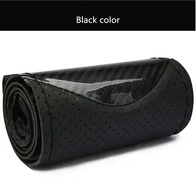 Black color Чехол для руля 38 см, мягкий, противоскользящий, сделай сам, ручная швейная, износостойкая оплетка рулевого колеса автомобиля с иглами, нить - Название цвета: Black color
