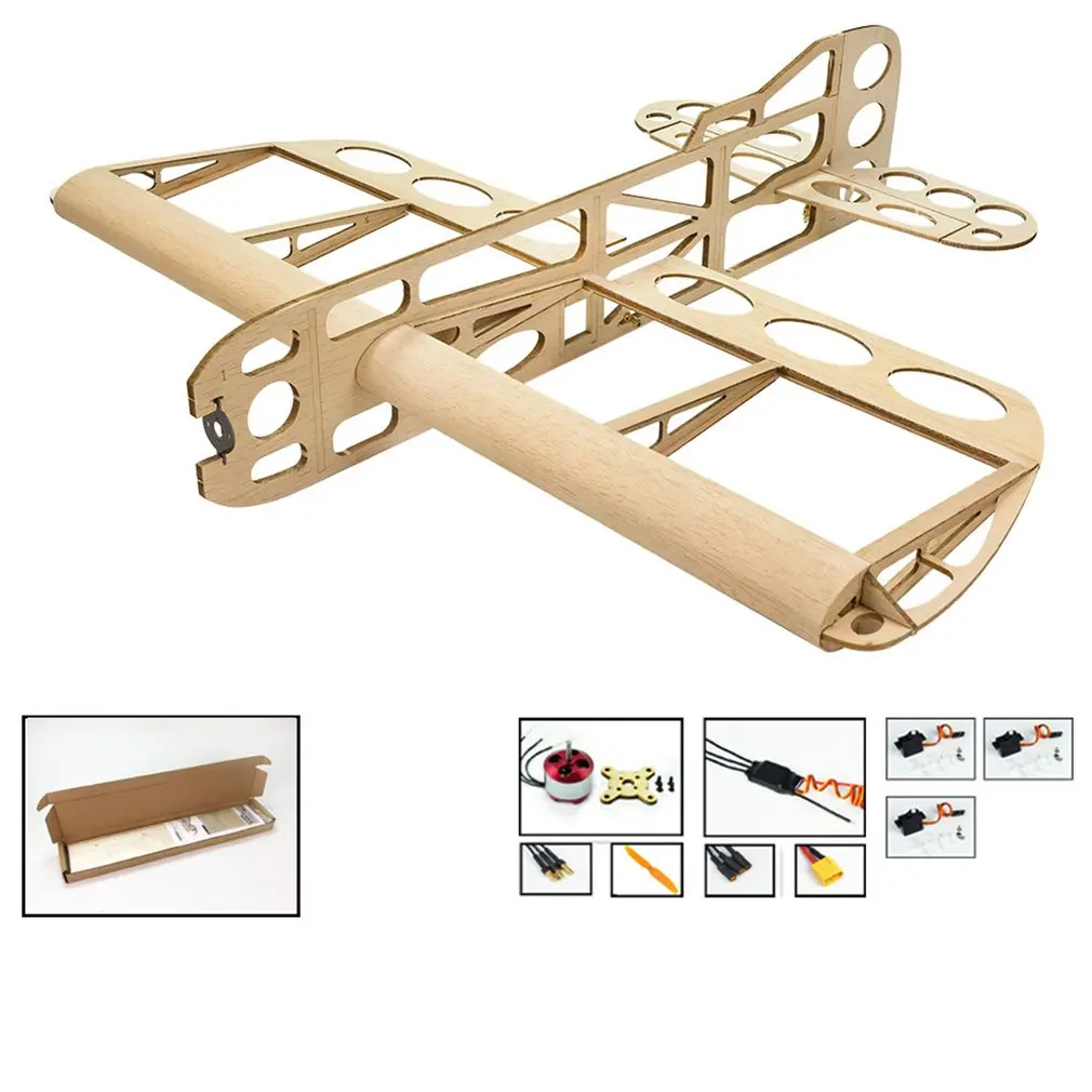 

Balsa Wood Training Plane 600mm Wingspan Biplane RC Airplane Aircraft Woodiness Model Toys DIY KIT/PNP for Kid