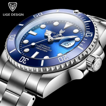

LIGE 2020 New Men Mechanical Watches Top Brand Luxury Waterproof Watch Men Fashion 316L Steel Automatic Watch relogio masculino
