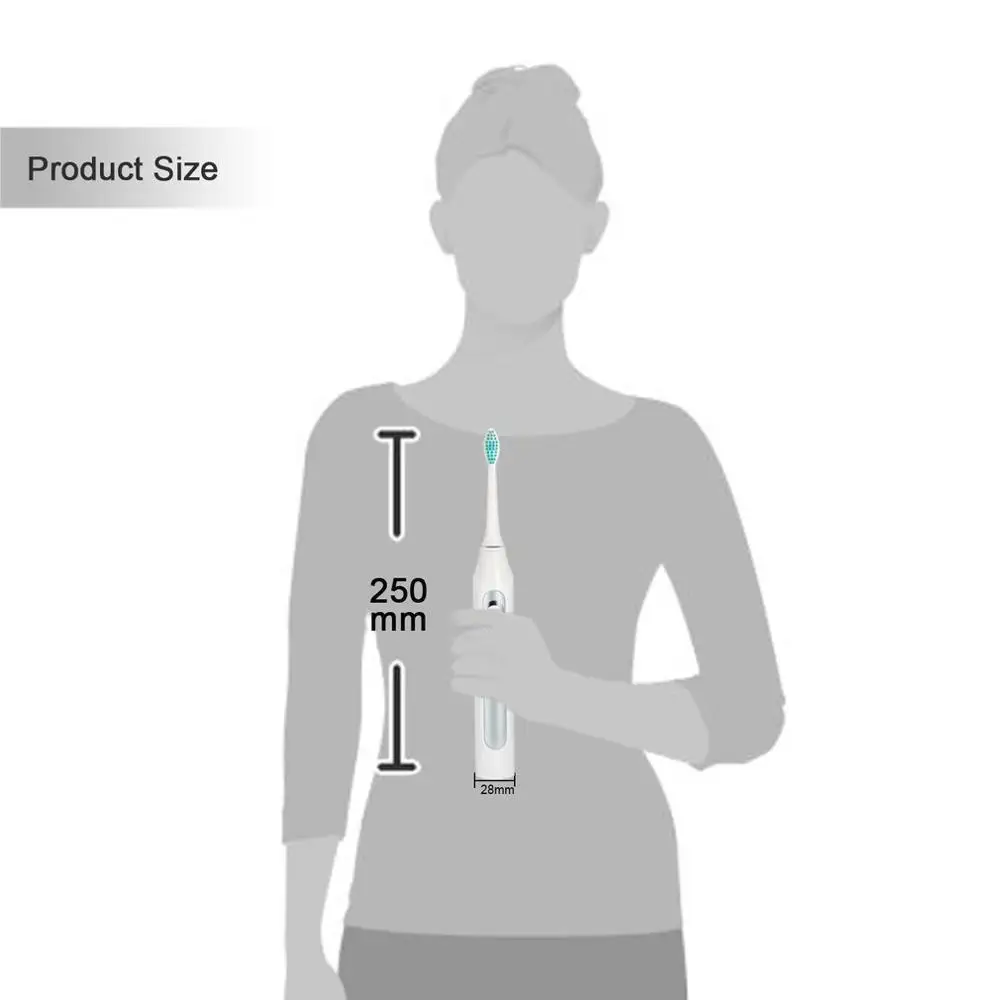 

White Portable Easy Operation Wireless Rechargeable Electric Sonic Acoustic Toothbrush with Five Operating Modes