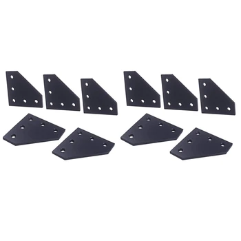 

3D Printer 90 Degree 60 x 60 x 4MM L Type with 5 Hole Black Joining Plates for CNC 2020 V-Slot Aluminum Profiles 10Pcs